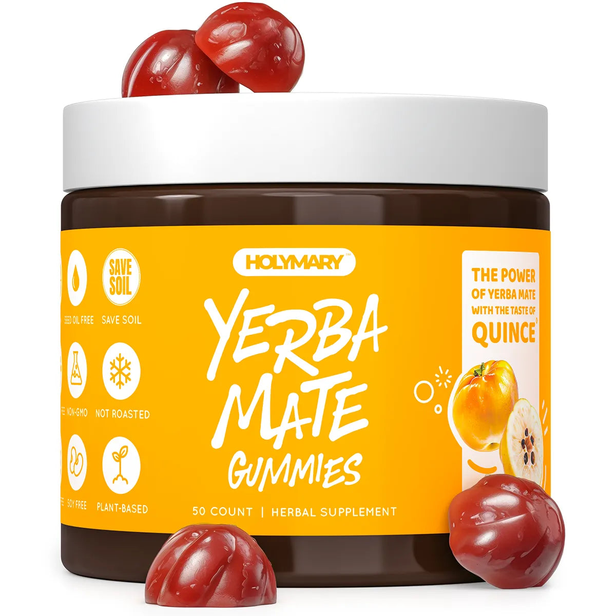 Yerba Mate Gummies - Quince Fruit - Jar of 50