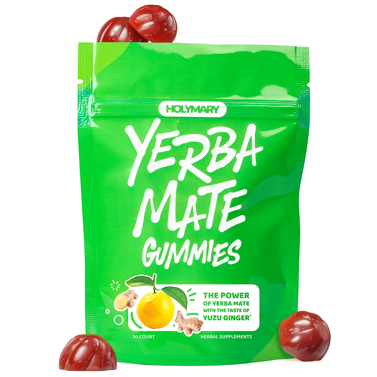 Yerba Mate Gummies - Yuzu Ginger - Bag of 30